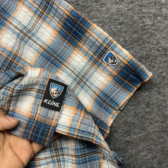 KUHL Mens Blue Plaid Short Sleeve Button Up Camp Shirt Size XL Hiking Outdoor - Picture 6 of 7